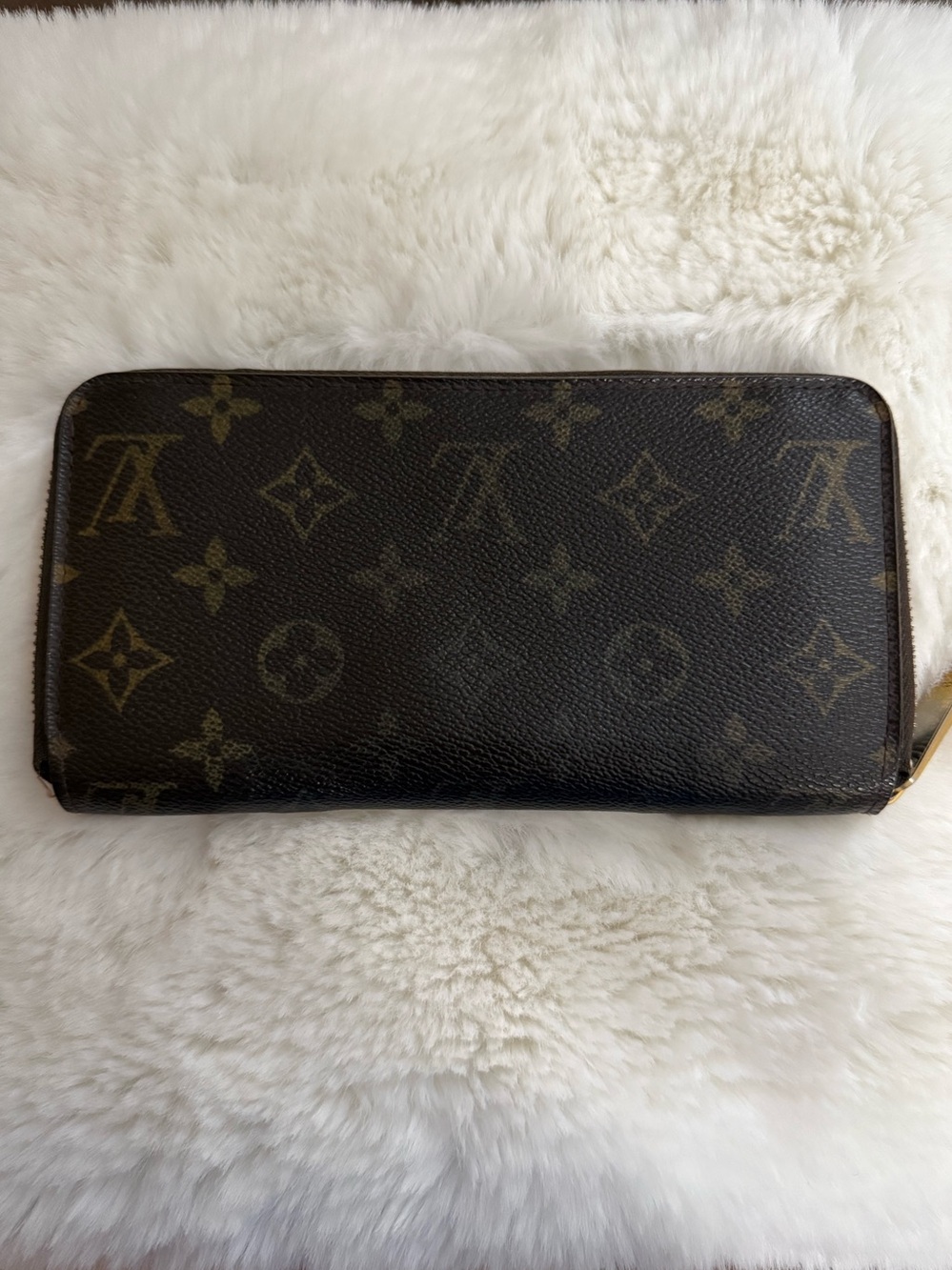 Louis Vuitton Monogram Zip Around Wallet in Brown and Gold